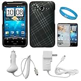 Matte Black with Silver Plaid Design Protective Rubberized Crystal Hard Cas ....