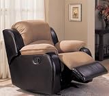 Rocker Recliner Chair Mocha Padded Microfiber Dark Brown Leather Like