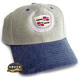 Cadillac Crest Hat Cap Khaki Blue Apparel Clothing by Gregs Automotive LLC