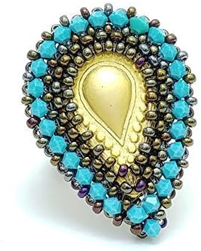 Turquoise Swarovski crystal drop ring RG825