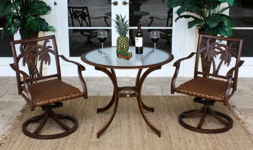 Coco Palm Swivel 3 Piece Dining Bistro Set product image