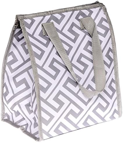 Travel Trends Fashion Print Insulated Portable Zipper Lunch Bag Grey Maze