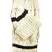 Ivory & Black Striped Cable Knit Scarf & Beanie Cap Hat 2 Piece Matching Set Image #1