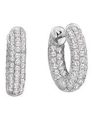 0.76 cttw 14k White Gold In and Out Huggie Hoop Earrings Diamond In and Out Huggie Hoop Earrings (Real Diamonds: 3/4 cttw)