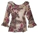 Apparel : Peasant Top/double ruffles collar and sleeves/animal-floral print