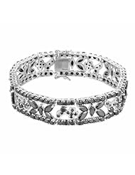Black Cubic Zirconia Butterfly Bracelet in Sterling Silver