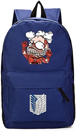 Ilucky Attack on Titan Backpack Oxford noctilucence Schoolbag No.223 (deep blue 1)