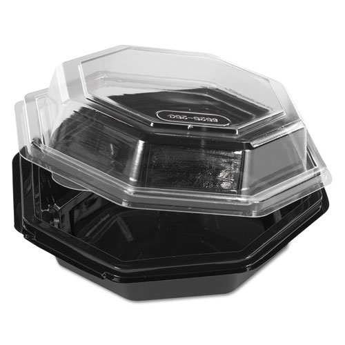 Reynolds Octagon Hinged Carryout Container Plastic Black Base Clear 16