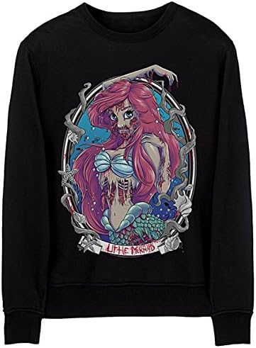 Women Halloween Princess Zombie Version Mermaid Printed Long Sleeve Sweatshirt
