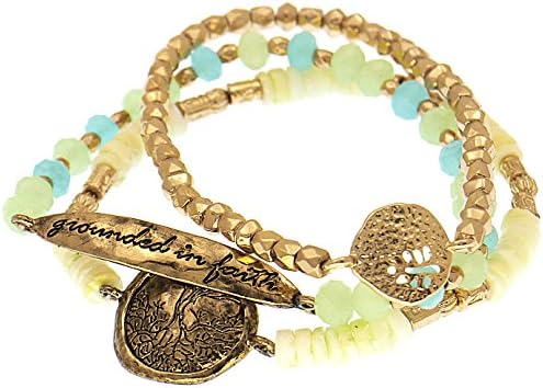 Grounded in Faith Tree Of Life Layering Beaded Stretch Bracelets Set