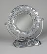 Swivel Boutique Round Mirror in Stand, Brushed Nickel Finish