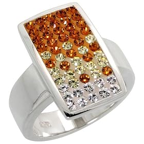 Buy Sterling Silver CZ Rectangular Ring, w  Clear, Citrine, and Yellow Topaz Colored CZ Stones, 11 16... by Sabrina Silver