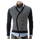 Doublju Mens Casual Stripe Cardigan (DAK14)