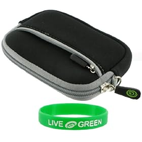 Neoprene Sleeve Case (Black) for Nikon Coolpix S70 Digital Camera Champagne & Beige