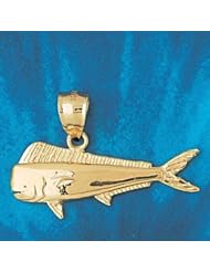 Dazzlers Solid 14k Gold Mahi Mahi Fish Charm Pendant Available in three colors from jewelsberry (weights: 3.0 grams only)
