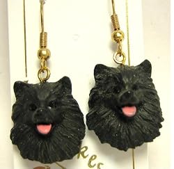 Pomeranian Black - Dog Figurine Jewelry Earrings