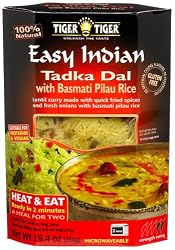 Tiger Tiger Easy Indian Heat & Eat, Tadka Dal with Basmati Pilau Rice, 19.4-Ounce Boxes (Pack of 6)