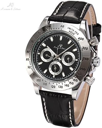 Silver Black Luxury Watches For Men Leather Automatic Mechanical Sport Wrist Watch