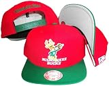 Milwaukee Bucks Red/Green Two Tone Snapback Adjustable Plastic Snap Back Hat / Cap