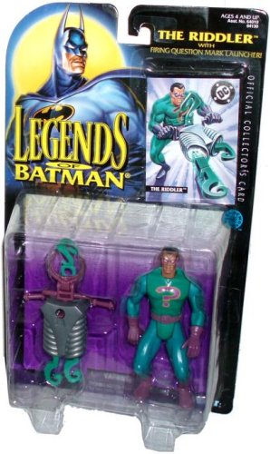  Kenner Year 1995 Legends of Batman 5 Inch Tall Action Figure - The RIDDLER with Firing Question Mark Launcher and 2 Question Mark Projectiles