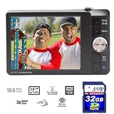 SVP DCA10 Black 10MP CCD Slim Digital Camera with 3x Optical Zoom, Face / Smile detection, Image Stabilize Helper bundle with 32GB SDHC Memory Card