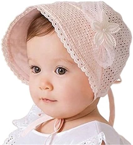 ALABAR Baby Girls Hollow Lace Princess Hat Bonnet Hat AQ25 (light pink)