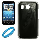 Black Metallic Protective Rubberized Crystal Hard Case Cover for HTC Inspir ....