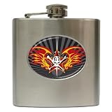 Hip Flask 6 oz. of Star Skull with Flaming Wings (Harley Davidson Gear)