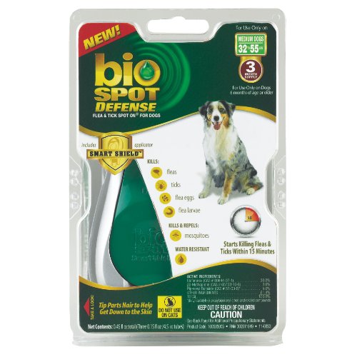 pets smart grooming:Bio Spot Defense Smart Shield Applicator Spot on Flea and Tick for Medium Dogs, 3-Month Supply