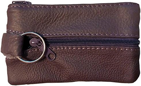 Maven Leathers Genuine Leather Coin Purse with Key Ring, Purple