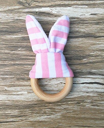 (3 Pc./Lot )baby Teething Ring Fabric and Wooden Teething training with Crinkle Material Inside Sensory Toy Natural teether bell bijtring
