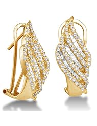 14K White Gold Large Channel Invisible Set Round & Diamond Hoop Earrings - (1.35 cttw)