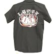 Lucky 13 Flamed Dice Mens Button Front Shirt, Flaming Dice Vegas Shirt Med. - 6XL