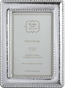 Hammered Sterling Silver Picture Frame With Double Beading 4x6