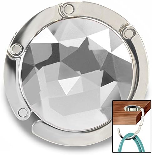 Purse Hook - Gem Accented Hanger - Handbag Holder For Tables Desks and More - by Fashion Heaven (Clear)