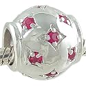Ruby Red CZ July BirthstoneStarburst Bead fits Pandora Chamilia