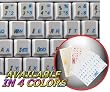 ROMANIAN KEYBOARD STICKERS WITH BLUE LETTERING ON TRANSPARENT BACKGROUND