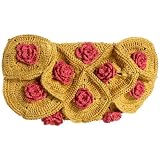 Mar Y Sol Claire Crochet Raffia Rosette Clutch