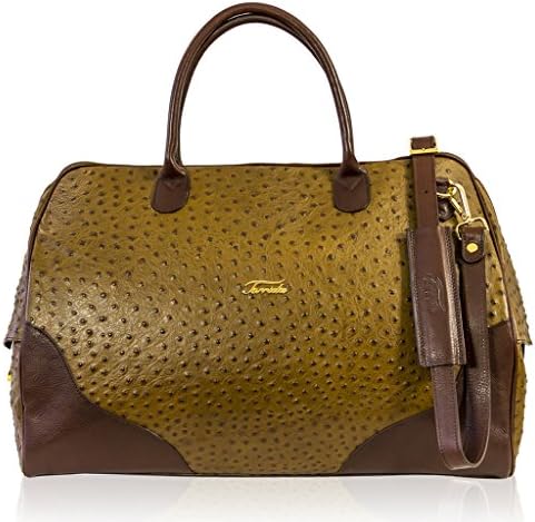 Terrida Italian Designer Brown Ostrich Leather Duffle Sport Oversized Bag