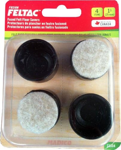 Plastic Leg Tips with Felt Pad on It. Pack of 4 Pc. 1" (25mm) Black & a Beige Felt Pad