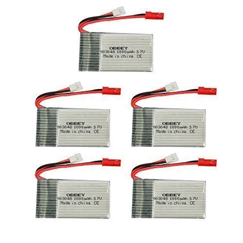 5 pcs 3.7v 1000mah 20c lipo battery for mjx t04 t05 t25 m03 f28 f…