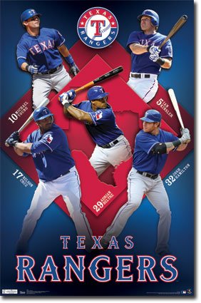 (22x34) Texas Rangers 2011 Collage Young Kinsler Hamilton Beltre Cruz Sports Poster Print