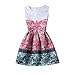 ZAY Womens White Contrast Blue Porcelain Print Flare Sleeveless Vintage Floral Dress