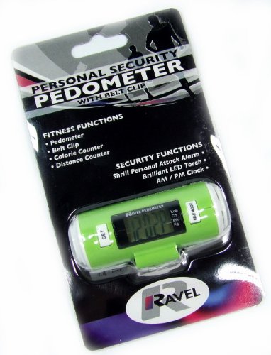 Digital Pedometer with belt clip and built in Shrill attack alarm LED torch and Clock