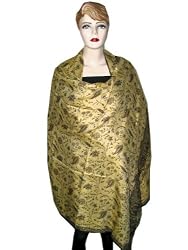 Floral Earls Green Reversible India Pashmina Shawl,jamawar Wrap