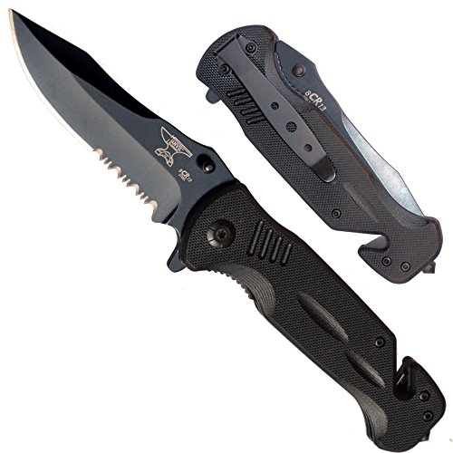 Anvil bladesmiths bullshark g-10 8cr13 serrated spring …