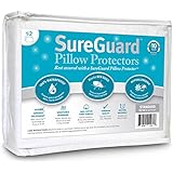 Set of 2 Standard Size SureGuard Pillow Protectors - 100% Waterproof, Bed Bug Proof, Hypoallergenic - Premium Zippered Cotton Terry Covers - 10 Year Warranty