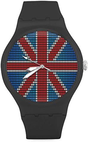 Christmas Gift Fashion Vintage UK Union Jack Flag Unisex Round Rubber Sport Watch,Watch Face Diameter: 1.58"