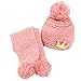 DZT1968® Baby Crown Thick Knit Wool Warm Hood Long Scarf Caps Hats Set With Pom (Pink)