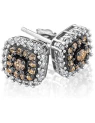 Champagne Diamond and Diamond Earrings 3/8ctw